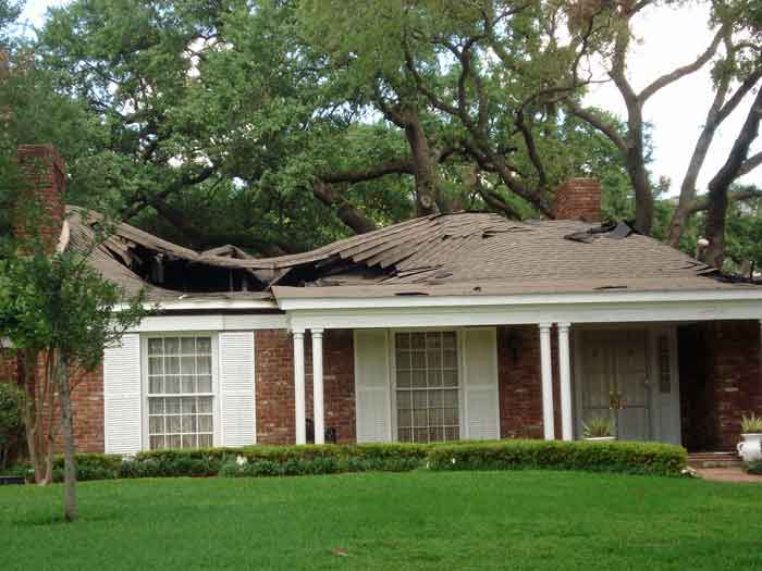 An electrical fire caused the roof to collapse in this house.